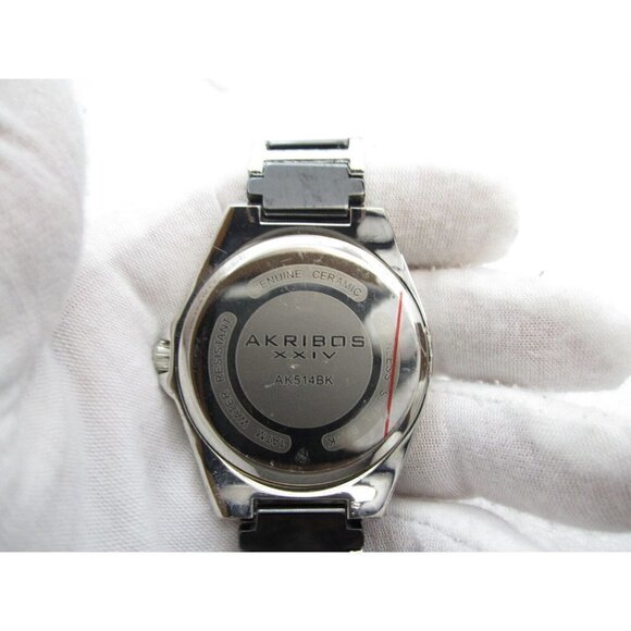 Women Akribos XXIV Crystal Cermaic Quartz WR Analog 42mm Dial Round Watch (G298) - Picture 3 of 11